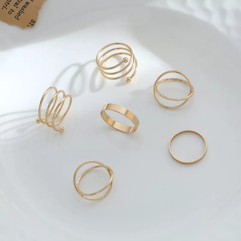Pack of 6 Aesthetic Rings for Girls 6 pcs Geometric Rings for Women Attractive Ring