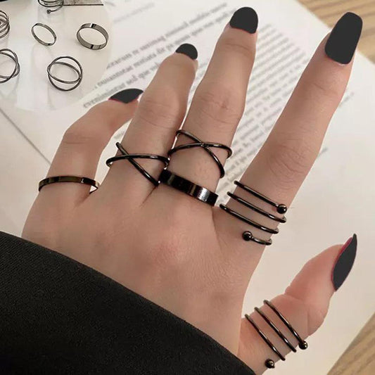 Pack of 6 Aesthetic Rings for Girls 6 pcs Geometric Rings for Women Attractive Ring